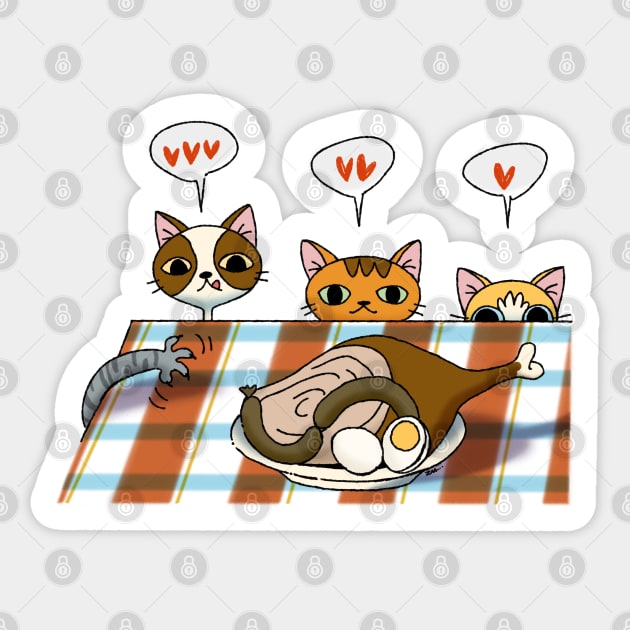 Cats and the table Sticker by Ancsi